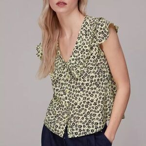 Whistles Buttercup Oversized Collar Top In Yellow Women's Size US 2
